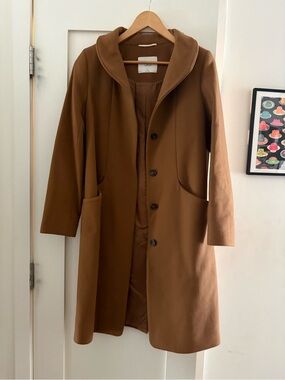 Aritzia Wilfred Classic Cocoon Camel Brown Wool Long Coat